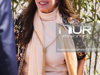 Talia Shire is arriving at the photocall of Megalopolis during the 77th Festival de Cannes in Cannes, France, on May 17, 2024 (