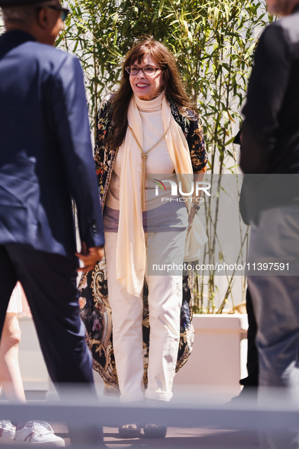 Talia Shire is arriving at the photocall of Megalopolis during the 77th Festival de Cannes in Cannes, France, on May 17, 2024 