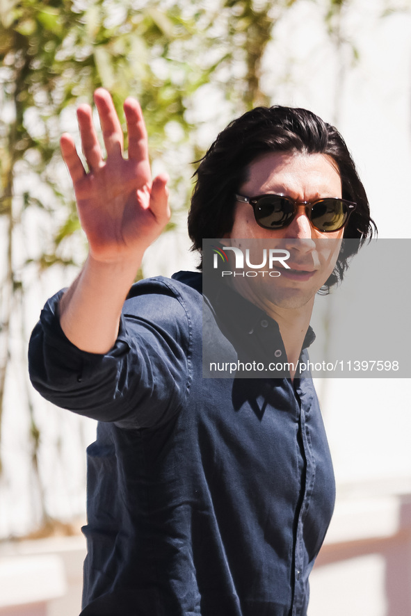 Adam Driver is arriving at the photocall of Megalopolis during the 77th Festival de Cannes in Cannes, France, on May 17, 2024 