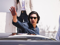 Adam Driver is arriving at the photocall of Megalopolis during the 77th Festival de Cannes in Cannes, France, on May 17, 2024 (