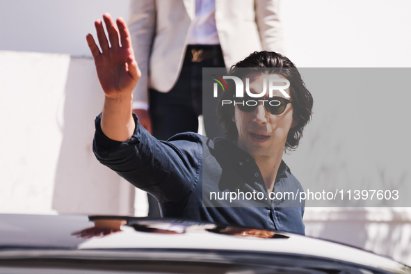 Adam Driver is arriving at the photocall of Megalopolis during the 77th Festival de Cannes in Cannes, France, on May 17, 2024 