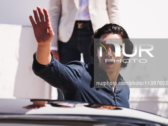 Adam Driver is arriving at the photocall of Megalopolis during the 77th Festival de Cannes in Cannes, France, on May 17, 2024 (