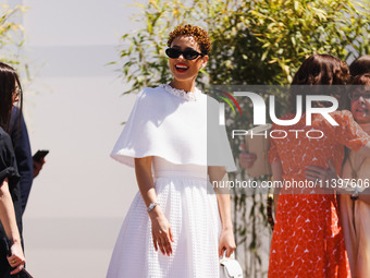 Nathalie Emmanuel is arriving at the photocall of Megalopolis during the 77th Festival de Cannes in Cannes, France, on May 17, 2024 (