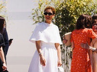 Nathalie Emmanuel is arriving at the photocall of Megalopolis during the 77th Festival de Cannes in Cannes, France, on May 17, 2024 (