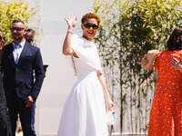 Nathalie Emmanuel is arriving at the photocall of Megalopolis during the 77th Festival de Cannes in Cannes, France, on May 17, 2024 (