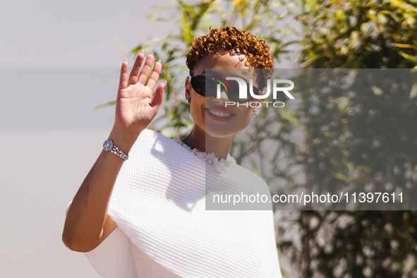 Nathalie Emmanuel is arriving at the photocall of Megalopolis during the 77th Festival de Cannes in Cannes, France, on May 17, 2024 