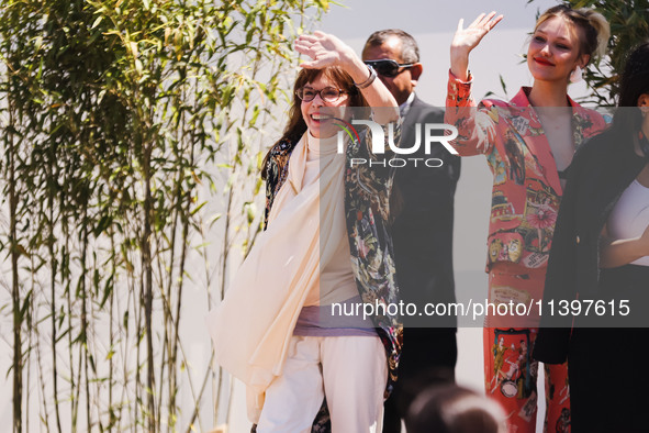 Talia Shire is arriving at the photocall of Megalopolis during the 77th Festival de Cannes in Cannes, France, on May 17, 2024 