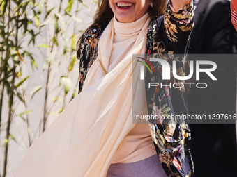 Talia Shire is arriving at the photocall of Megalopolis during the 77th Festival de Cannes in Cannes, France, on May 17, 2024 (