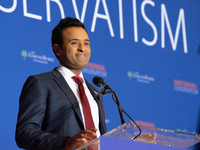 Former Presidential Candidate Vivek Ramaswamy Speaks At The 2024 National Conservatism Conference In Washington DC On July 9th, 2024. 