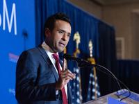 Former Presidential Candidate Vivek Ramaswamy Speaks At The 2024 National Conservatism Conference In Washington DC On July 9th, 2024. 