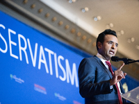 Former Presidential Candidate Vivek Ramaswamy Speaks At The 2024 National Conservatism Conference In Washington DC On July 9th, 2024. 