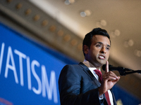 Former Presidential Candidate Vivek Ramaswamy Speaks At The 2024 National Conservatism Conference In Washington DC On July 9th, 2024. 