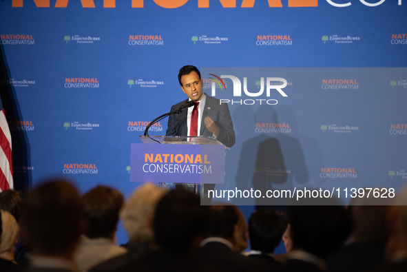 Former Presidential Candidate Vivek Ramaswamy Speaks At The 2024 National Conservatism Conference In Washington DC On July 9th, 2024. Photo...