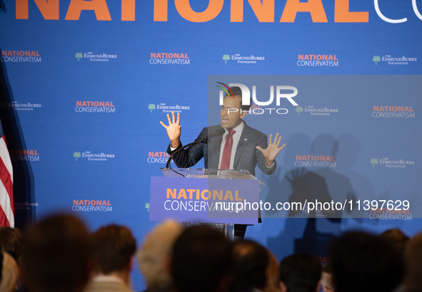 Former Presidential Candidate Vivek Ramaswamy Speaks At The 2024 National Conservatism Conference In Washington DC On July 9th, 2024. Photo...