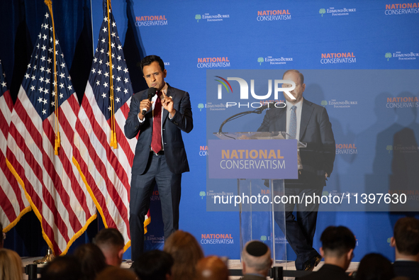 Former Presidential Candidate Vivek Ramaswamy Speaks At The 2024 National Conservatism Conference In Washington DC On July 9th, 2024. Photo...