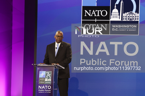 United States Secretary of Defense Lloyd Austin during the NATO Summit in Washington DC, United States on July 10, 2024. 