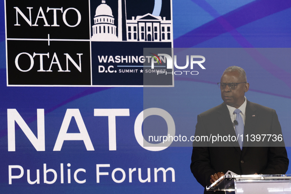 United States Secretary of Defense Lloyd Austin during the NATO Summit in Washington DC, United States on July 10, 2024. 