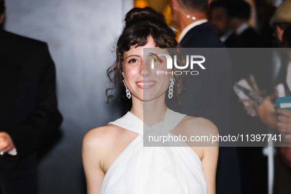 Celeste Dalla Porta is leaving the hotel for the red carpet of Parthenope during the 77th Festival de Cannes in Cannes, France, on May 21, 2...