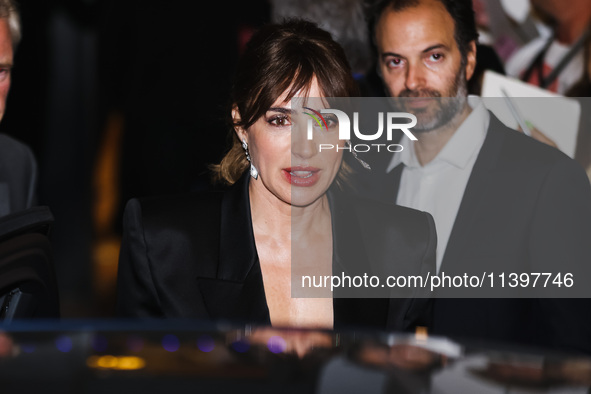 Luisa Ranieri is leaving the hotel for the red carpet of Parthenope during the 77th Festival de Cannes in Cannes, France, on May 21, 2024 