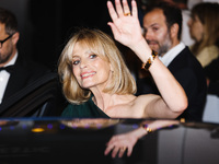 Isabella Ferrari is leaving the hotel for the red carpet of Parthenope during the 77th Festival de Cannes in Cannes, France, on May 21, 2024...