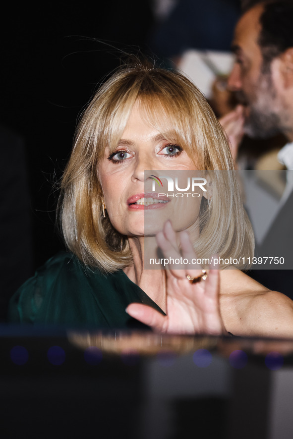 Isabella Ferrari is leaving the hotel for the red carpet of Parthenope during the 77th Festival de Cannes in Cannes, France, on May 21, 2024...