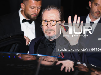 Gary Oldman is leaving the hotel for the red carpet of Parthenope during the 77th Festival de Cannes in Cannes, France, on May 21, 2024 (