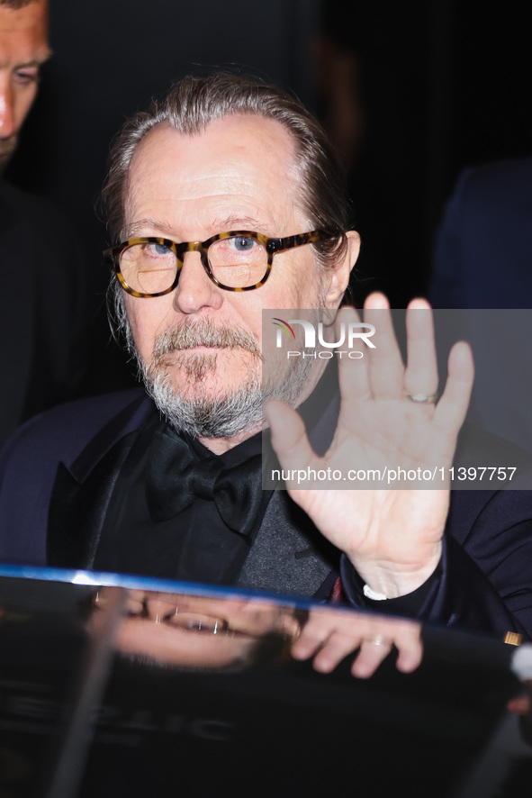 Gary Oldman is leaving the hotel for the red carpet of Parthenope during the 77th Festival de Cannes in Cannes, France, on May 21, 2024 