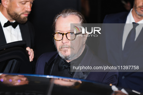 Gary Oldman is leaving the hotel for the red carpet of Parthenope during the 77th Festival de Cannes in Cannes, France, on May 21, 2024 