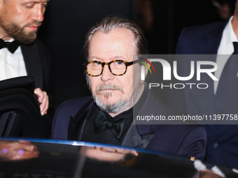 Gary Oldman is leaving the hotel for the red carpet of Parthenope during the 77th Festival de Cannes in Cannes, France, on May 21, 2024 (