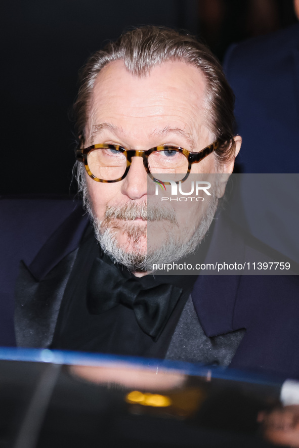 Gary Oldman is leaving the hotel for the red carpet of Parthenope during the 77th Festival de Cannes in Cannes, France, on May 21, 2024 