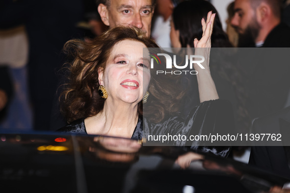 Stefania Sandrelli is leaving the hotel for the red carpet of Parthenope during the 77th Festival de Cannes in Cannes, France, on May 21, 20...