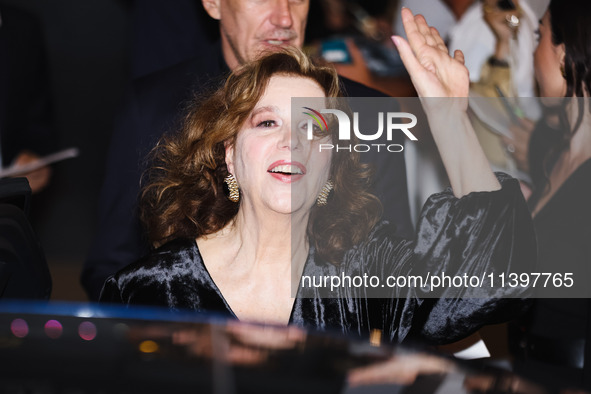 Stefania Sandrelli is leaving the hotel for the red carpet of Parthenope during the 77th Festival de Cannes in Cannes, France, on May 21, 20...