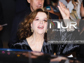 Stefania Sandrelli is leaving the hotel for the red carpet of Parthenope during the 77th Festival de Cannes in Cannes, France, on May 21, 20...