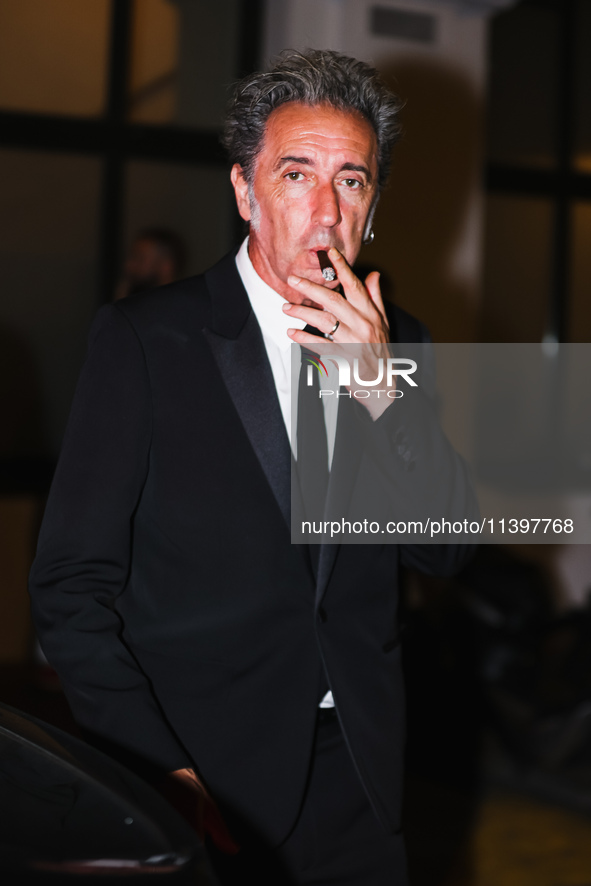 Paolo Sorrentino is leaving the hotel for the red carpet of Parthenope during the 77th Festival de Cannes in Cannes, France, on May 21, 2024...