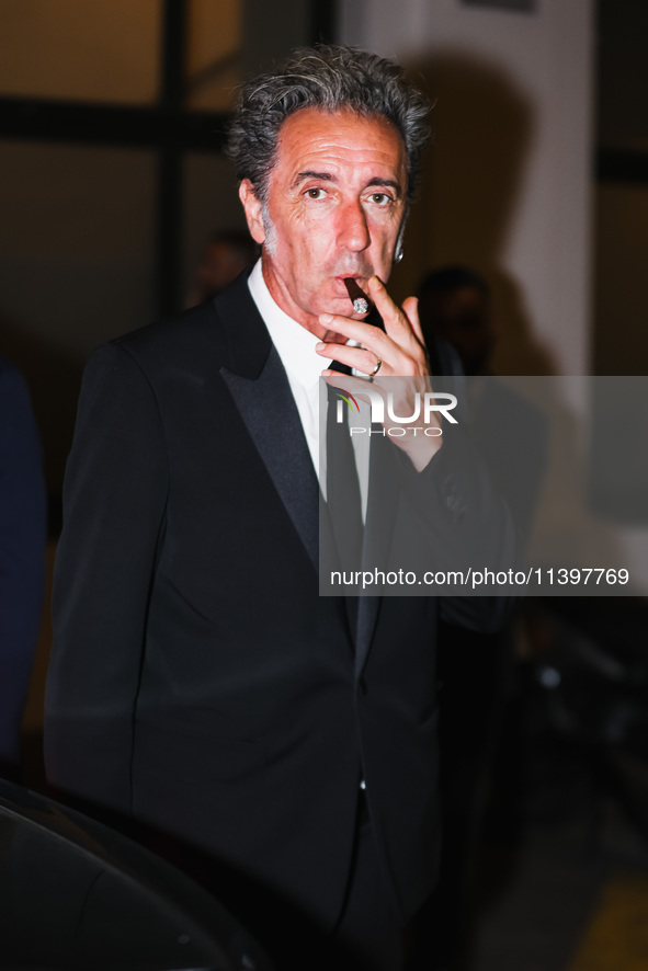 Paolo Sorrentino is leaving the hotel for the red carpet of Parthenope during the 77th Festival de Cannes in Cannes, France, on May 21, 2024...