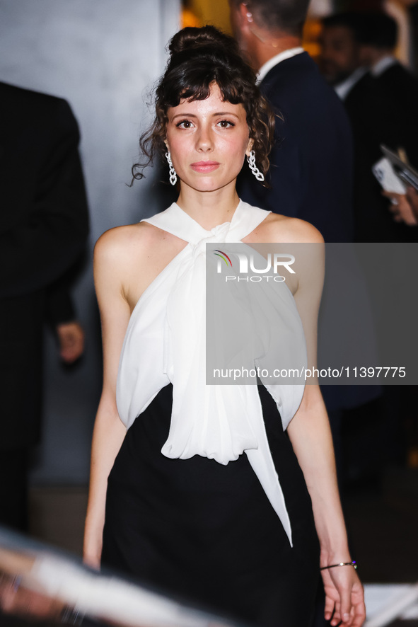 Celeste Dalla Porta is leaving the hotel for the red carpet of Parthenope during the 77th Festival de Cannes in Cannes, France, on May 21, 2...