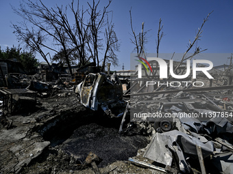 Damage from the July 8 Russian missile attack is being pictured in Vilniansk, Zaporizhzhia region, southeastern Ukraine, on July 9, 2024. NO...