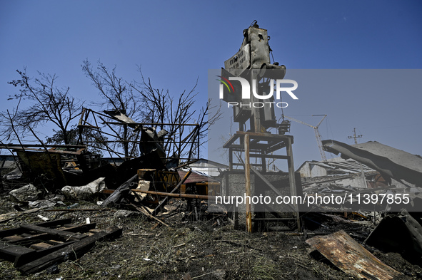 Damage from the July 8 Russian missile attack is being pictured in Vilniansk, Zaporizhzhia region, southeastern Ukraine, on July 9, 2024. NO...