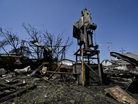 Damage from the July 8 Russian missile attack is being pictured in Vilniansk, Zaporizhzhia region, southeastern Ukraine, on July 9, 2024. NO...