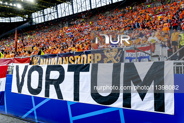 Banner Vortum is playing during the match between the Netherlands and England at the BVB Stadion Dortmund for the Semi-final match 50 of the...