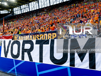 Banner Vortum is playing during the match between the Netherlands and England at the BVB Stadion Dortmund for the Semi-final match 50 of the...