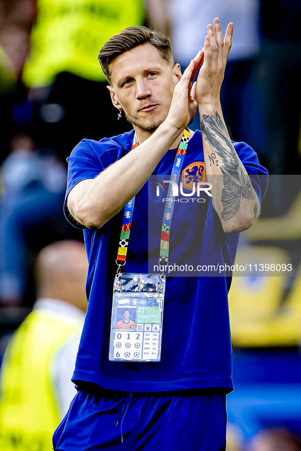 Netherlands forward Wout Weghorst is playing during the match between the Netherlands and England (EURO 2024) at the BVB Stadion Dortmund fo...