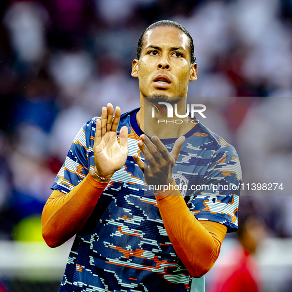 Netherlands defender Virgil van Dijk is playing during the match between the Netherlands and England (EURO 2024) at the BVB Stadion Dortmund...