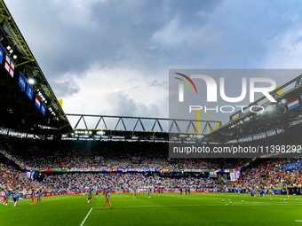 The overview of the stadium is showing during the match between the Netherlands and England (EURO 2024) at the BVB Stadion Dortmund for the...