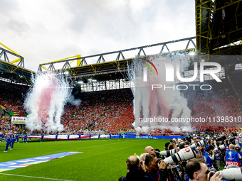 The atmosphere in the stadium is buzzing during the match between the Netherlands and England (EURO 2024) at the BVB Stadion Dortmund for th...