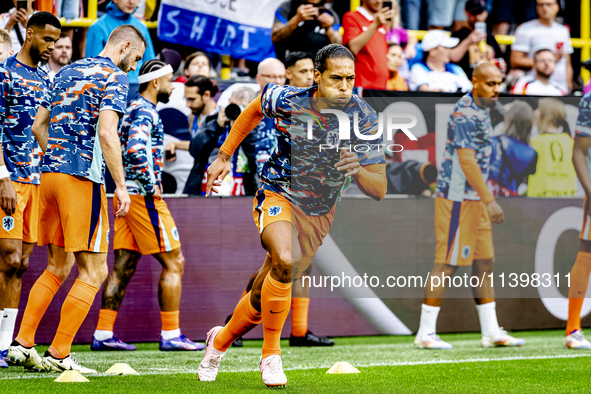 Netherlands defender Virgil van Dijk is playing during the match between the Netherlands and England (EURO 2024) at the BVB Stadion Dortmund...