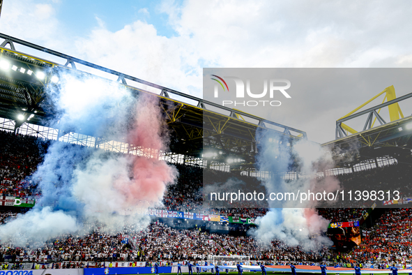 The atmosphere in the stadium is buzzing during the match between the Netherlands and England (EURO 2024) at the BVB Stadion Dortmund for th...