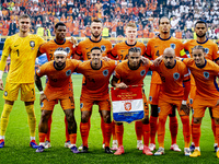 The Netherlands team is posing for a photo during the match between the Netherlands and England (EURO 2024) at the BVB Stadion Dortmund for...