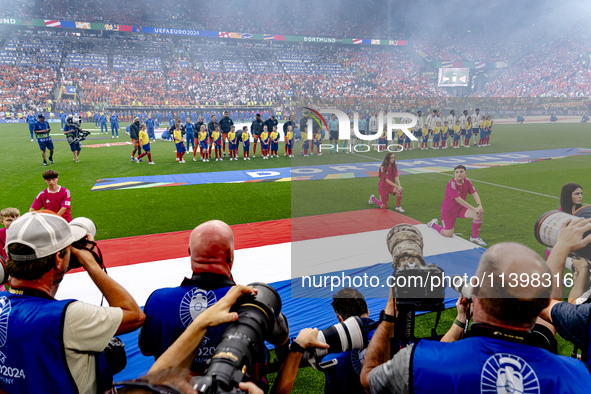 The atmosphere in the stadium is buzzing during the match between the Netherlands and England (EURO 2024) at the BVB Stadion Dortmund for th...