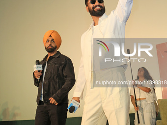 Bollywood actors Vicky Kaushal and Ammy Virk are promoting their upcoming movie 'Bad Newz' at an event in Jaipur, Rajasthan, India, on July...